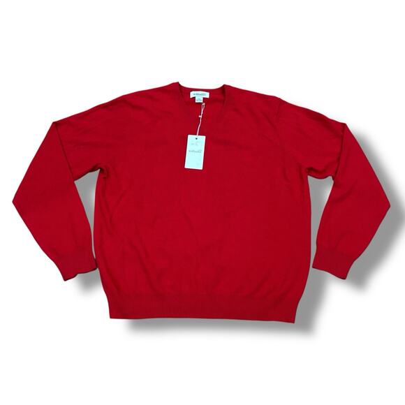 NWT Williams Men’s Size XXL Red 100% Cashmere V-Neck Pullover Sweater - Picture 1 of 2